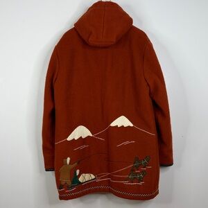 Vintage James Bay Coat Mens Large Orange Wool Hooded Jacker Dog Sled Inuit 80s